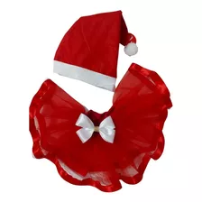 Kit De Saia + Gorro De Papai Noel Para Bebê Menina