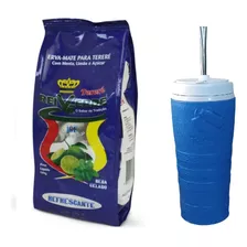 Copo Térmico Tereré 650ml Tampa Canudo Metálico + Erva Mate