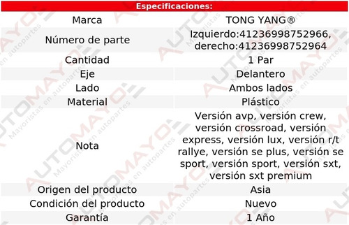 (2) Tolvas Salpicaderas Delanteras Tong Yang Journey 09-20 Foto 2