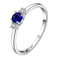 Anillo Promesa Plata 925 Piedra Zafiro Azul Mujer