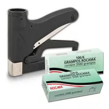 Kit Grampeador Manual 106 Premium Estofador + Grampos Rocama