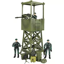 Click N' Play Military Lookout Watch Tower Juego De 16 Pieza