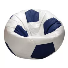 Sillón Puff Balón De Soccer Grande Adulto Blanco/azul