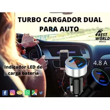 Turbo Cargador P/auto 4.8 A C/indicador De Nivel De Batería