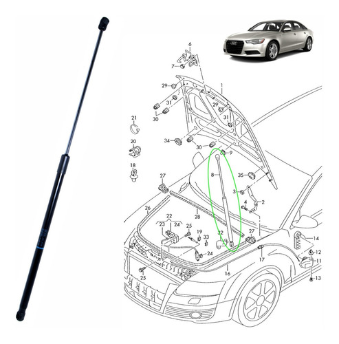 Amortiguador Capot 180n / Audi A6 2.7-3.0 Foto 7