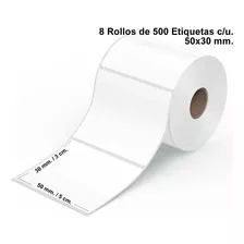 4000 Etiquetas Termicas Autoadhesiva 50x30. 8 Rollos