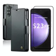 Capa Carteira Caseme Para Galaxy S23 Fe + Pelicula Vidro 3d