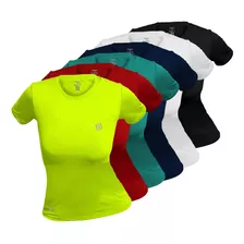 3 Camiseta Feminina Academia Treino Proteção Solar Uv Dryfit