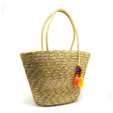 Bolsa Praia Feminina Palha Forrada Grande Estilo Saco