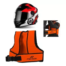 Kit Capacete Infantil + Colete Cinto Aprovado Inmetro Seguro