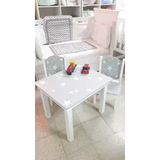 Juego Mesa Y Sillas Infantil Laqueado- Madera Maciza-nordico