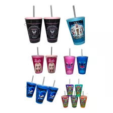 Vasos Con Tapa Y Sorbete Personalizados X40 Souvenirs