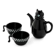 Set Tetera Gato Infusor + 2 Tazas Mug Gatos 