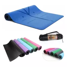 Tapete De Yoga Mat Borracha Natural Pu 5mm Com Bolsa - Azul