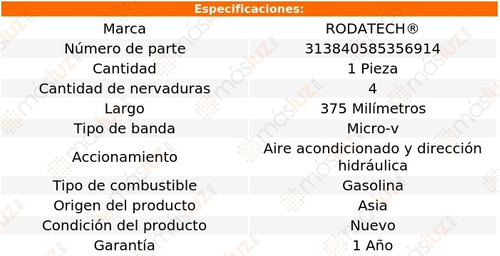 (1) Banda Accesorios Micro-v A/a Y D/h Metro 1.3l L4 98/01 Foto 2