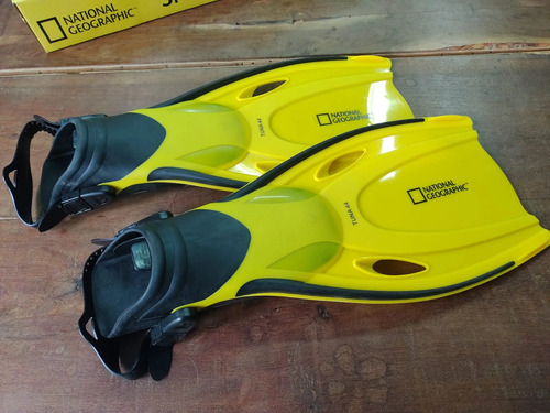 Patas De Rana Natgeo Tuna Usada L/xl 42-44 Snorkel Natacion Amarillo L-xl