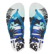 Sandália Kenner Summer Flora Masculina Azul/branco