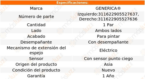 2- Espejos Elect P/pintar Caravan 2008/2019 Genrica Foto 2