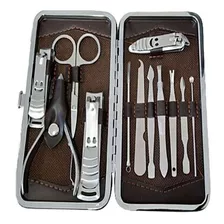 Kit Alicates Aço Pedicure Manicure Estojo Viagem Com 12 Pcs 