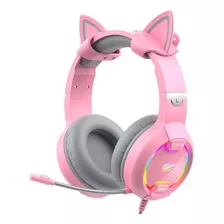 Headset Gamer Havit H2233d P2 Rgb (usb) 50mm Pink Cat Rosa