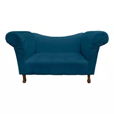 Recamier Divã Rio 1,50m Suede Azul Royal - Dominic Decor Desenho Do Tecido Liso