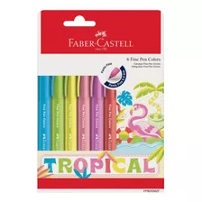 Caneta Fine Pen Colors 6 Cores Tropical Faber Castell 