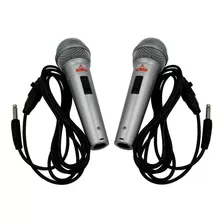 2 Microfones Com Fio Profissional Dinamico Cinza Wg-2008