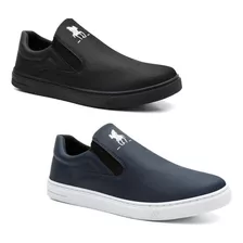 Kit 2 Pares Tenis Slip On Casual Sapatenis Masculino Oferta