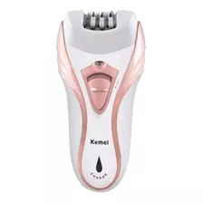 Depilador Elétrico Sem Fio Kemei Km-3010 Cor Branco E Rosa 110v/220v