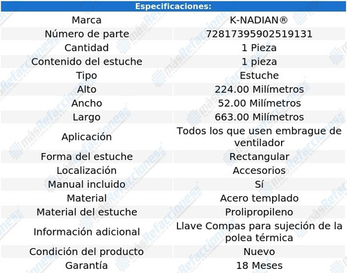 Herramienta Instalar Fan Clutch Axiom 6 Cil 3.5l 02 Knadian Foto 3