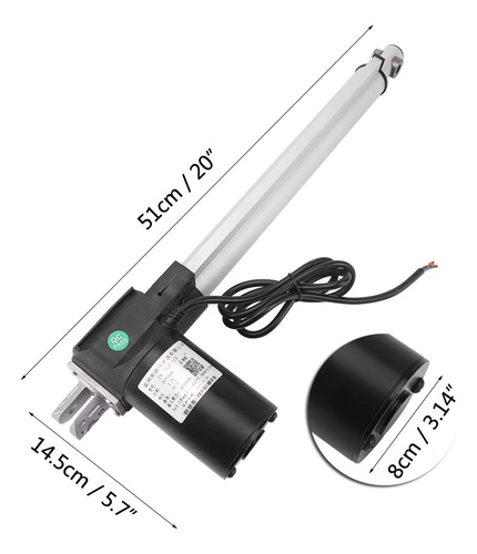 Actuador Lineal Dc 12 V, 4000 N, Elevacin Mxima, 300 Mm De Foto 6