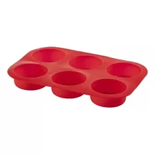 Forma Cupcake Silicone 6 Cavidades Muffin Petit Vermelho