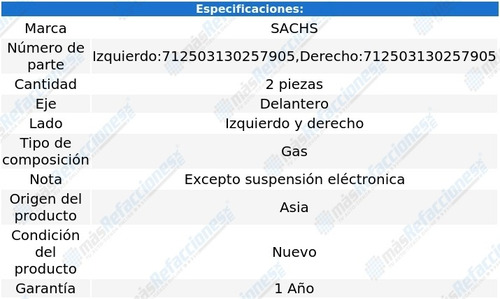 Par Amortiguadores Gas Delanteros 407 L4 2.0l 05-11 Sachs Foto 2