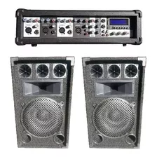 Combo 3 Consola Sanrai Jmp4150 Bt + 2 Bafles 12'' + Cables