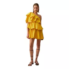 Vestido Sfera Vuelos Asimetricos Amarillo