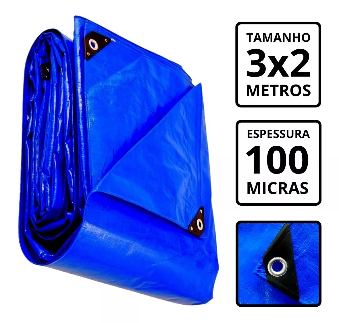 Lona Azul Carreteiro Camping Piscina Impermeável 75g 3x2 