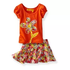 Conjunto Bebé Flores Amarillas Polera Y Falda Talla 18 Meses