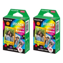 20 Fotos Filme Instax Mini Rainbow Com Borda Colorida Fuji 