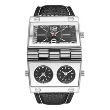 Oulm 9525 Reloj Para Hombre Analógico Correa De Cuero Negro 