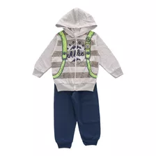 Conjunto Moletom Infantil Kit 3 Peças Masculino Capuz Zíper