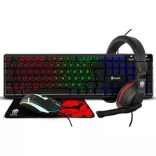 Combo Kit Gamer Mouse Teclado 1600dpi Headset Mousepad