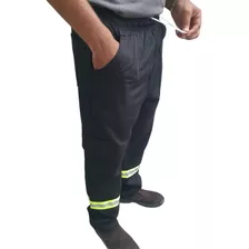 Calça Uniforme Trabalho Brim Pesado Faixa Refletiva