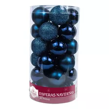 Esferas 6cm Navideñas Navidad Estuche Con 30 Azul Marino
