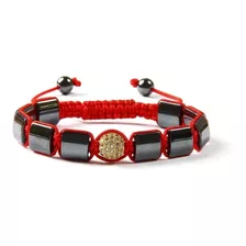 Pulseras Para Hombre Piedra Helmatita Negra Dije Zirconia