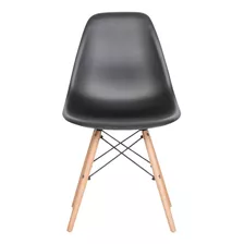 Silla De Comedor Eames Polipropileno Pata Madera Natural Nórdica Negra Ballsellings