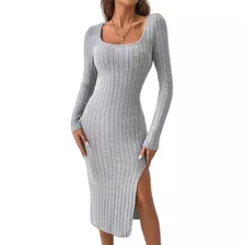 Vestido Moda Elegante Manga Larga Para Fiesta Mujer