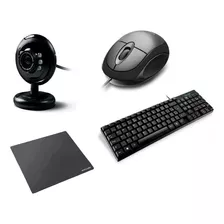 Kit Home Office Teclado Mouse Webcam Mousepad Simples Barato