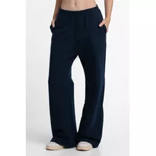 Pantalón Rústico Wide Leg Azul Jogging Básico Mujer Okiwama