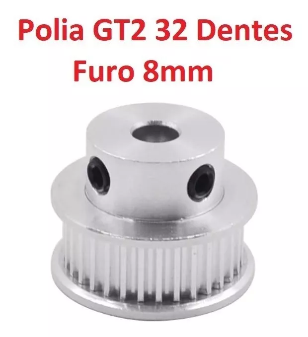 Polia Gt2 32 Dentes Em Alumínio Furo 8mm Para Correia 6mm