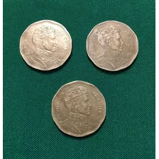 Pack De 3 Monedas 50 Pesos Con Falla De Acuñación C H I I E